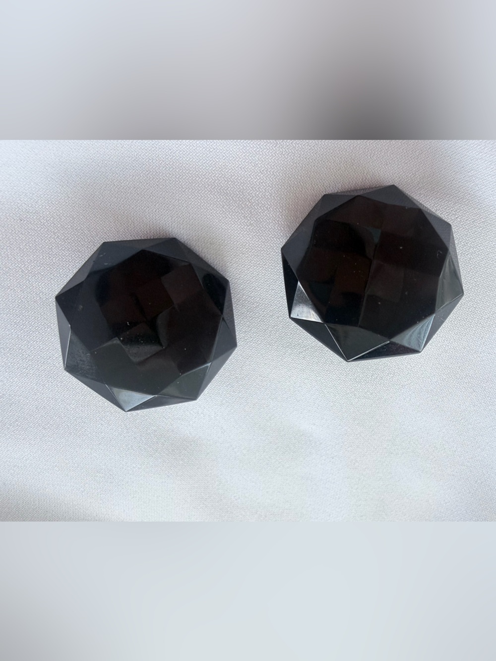 Pair of Vintage, Faceted Black Clip-On Earrings